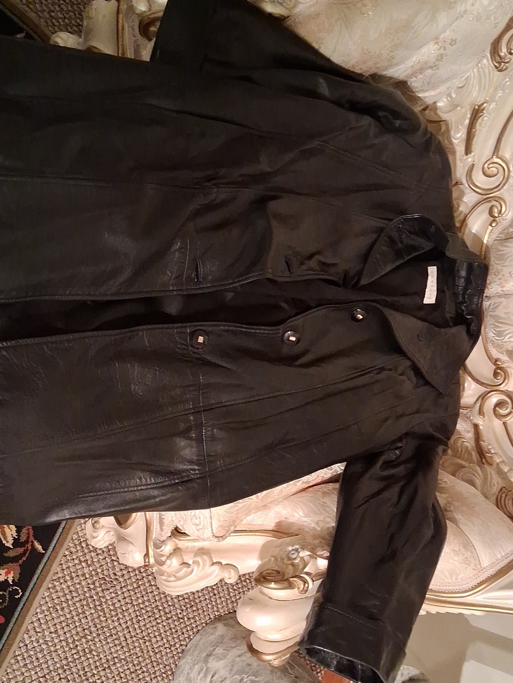 Vericci Black Trench Coat with Button Closure